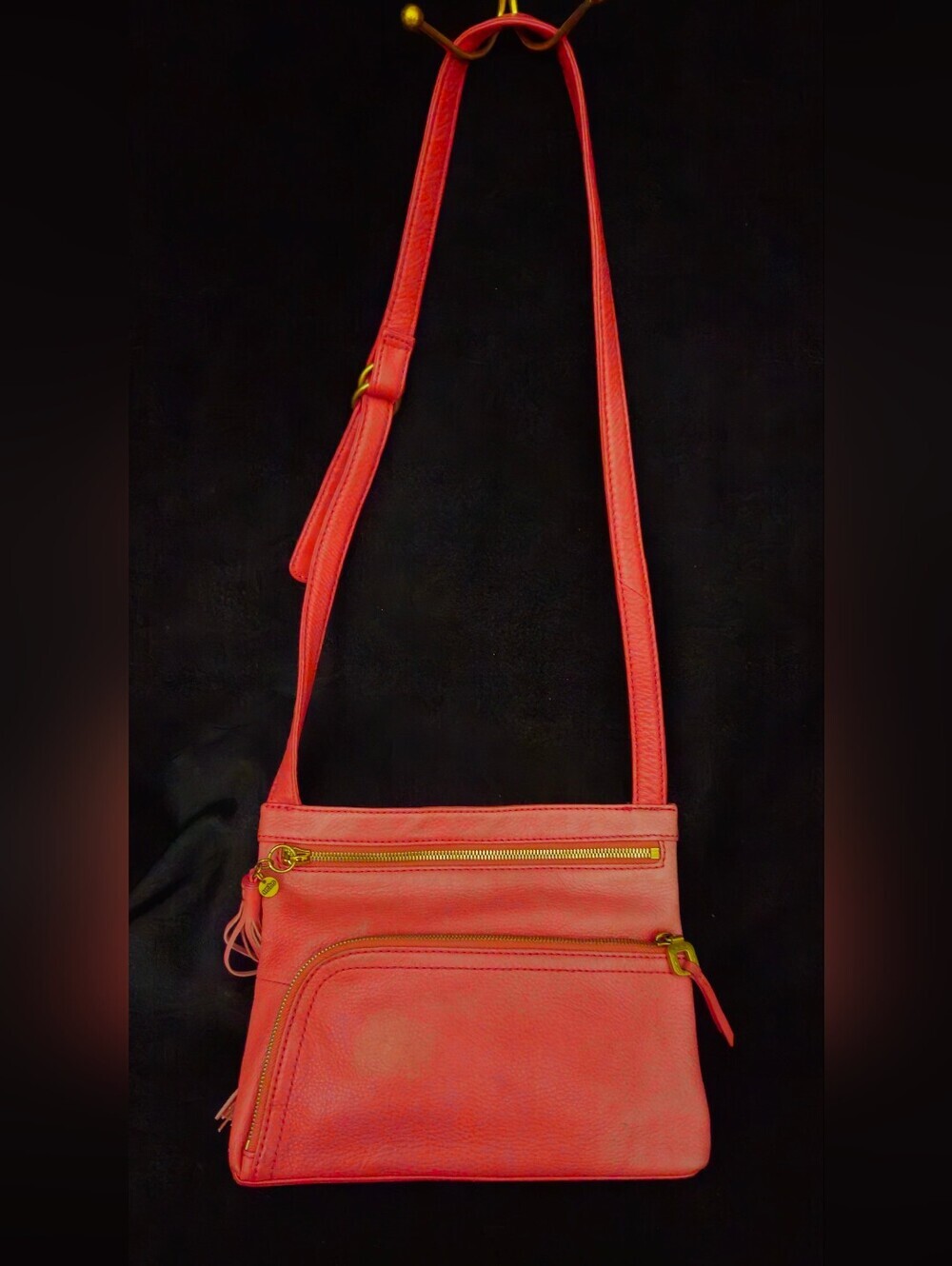HOBO Cassie Coral Leather Crossbody with Fringe Tassel Hangtag - Picture 3 of 13